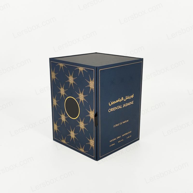 Luxury Rigid Perfume Box na may Pasadyang Gold Foil Logo At Elegant Eva Tray HP002