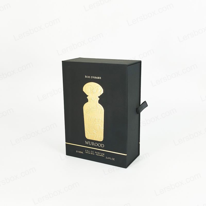 Gold Foil Stamp Perfume Box na may Eva Tray at Sleek Lid Base HP005