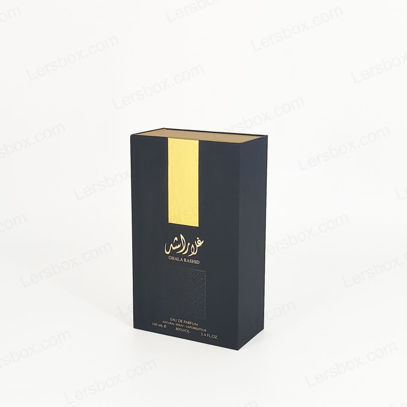 Gold Foil Perfume Packaging na may Rigid Lid at Eva Foam Tray Para sa Fragrance Display HP011