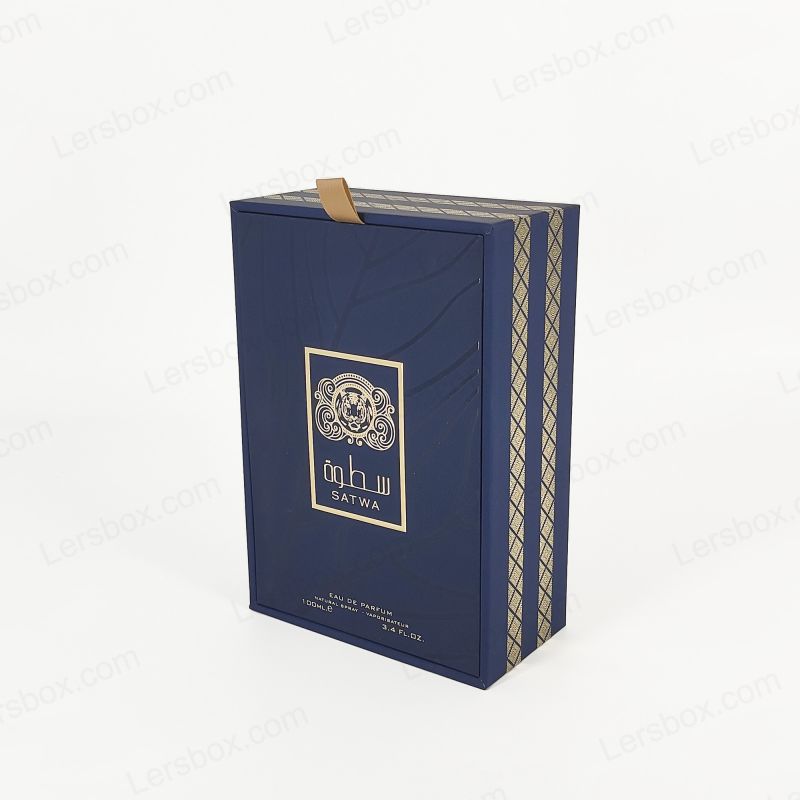Luxury Perfume Box na may pasadyang gintong foil embossing at eva tray para sa dagdag na proteksyon hp018