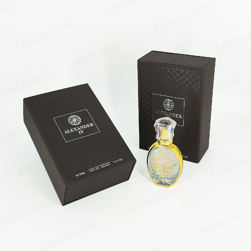 Gold foil-stamp na Perfume Box na may Rigid Lid at Eva Insert Para sa Maluho na Pagtatanghal HP021