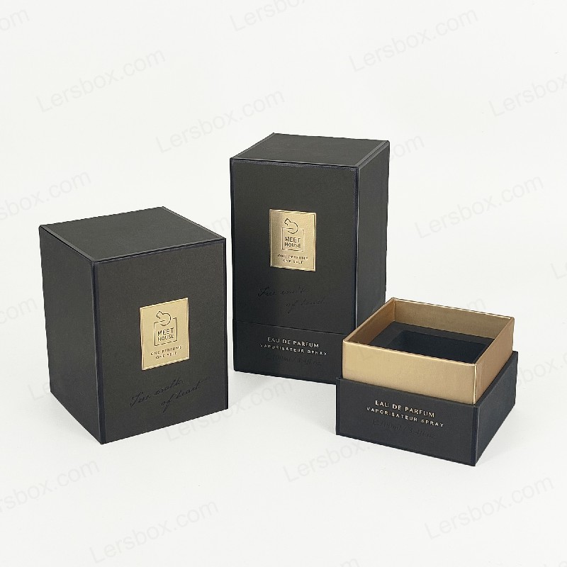 Gold Foil Perfume Box na may Rigid Lid, Base, at Eva Foam Tray Para sa Luho na Display HP034